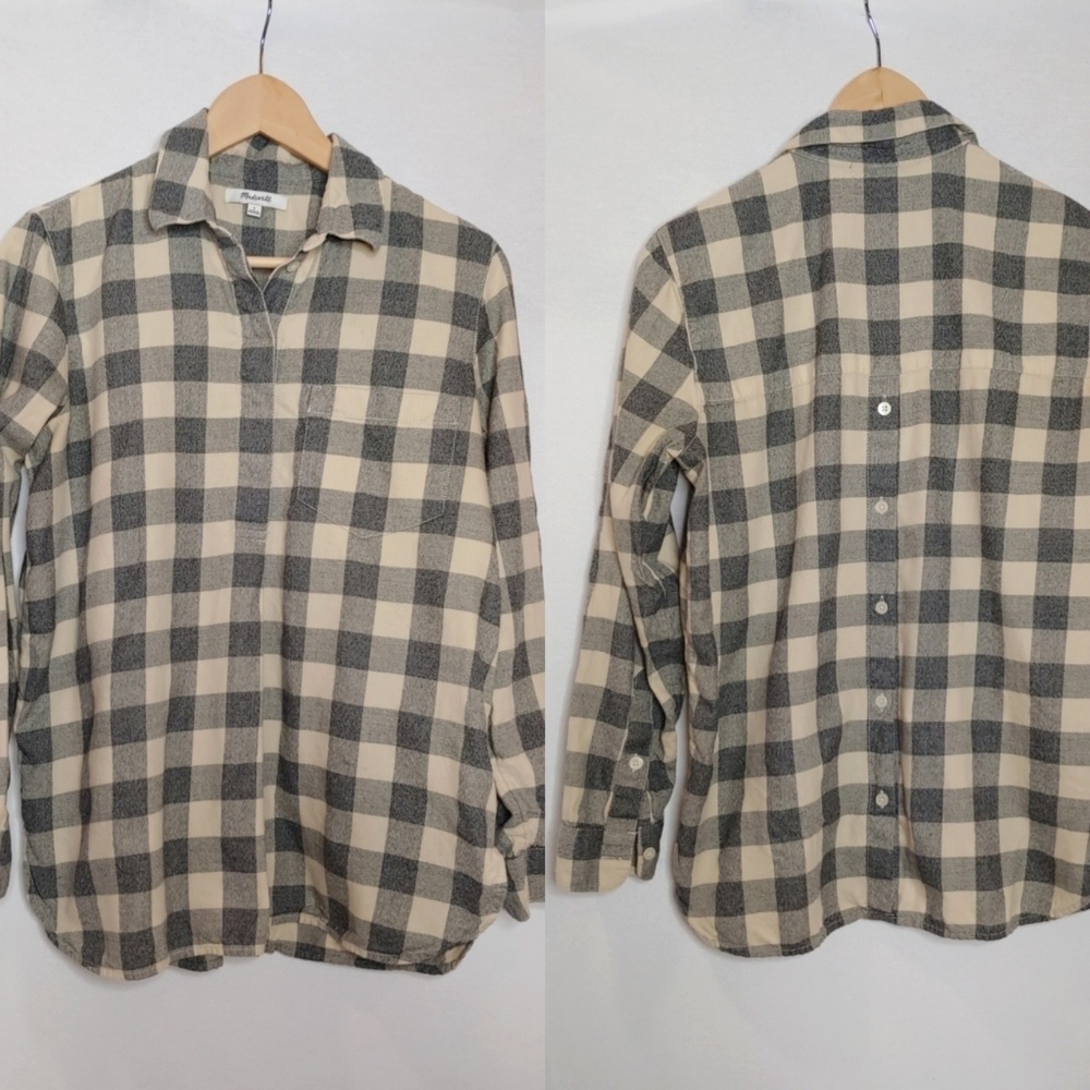 Madewell Classic Ex-Boyfriend Button Back Popover Shirt Buffalo Check H3267 S